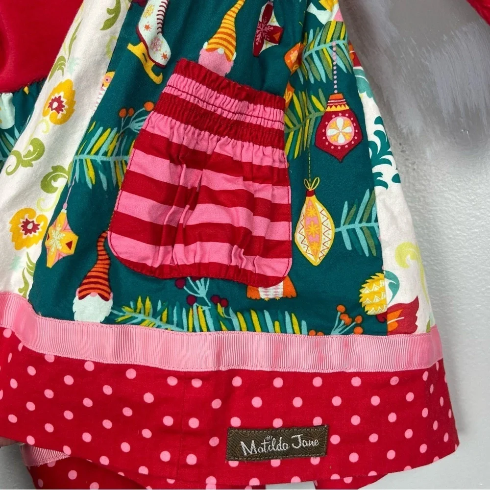 Matilda Jane Happy Holly Daze Christmas velvet bodice dress, 6-12 mos.
